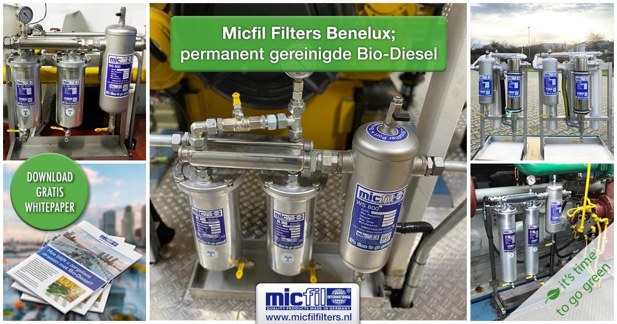 Micfil Benelux permanent gereinigde Bio diesel Micfil Filters Benelux